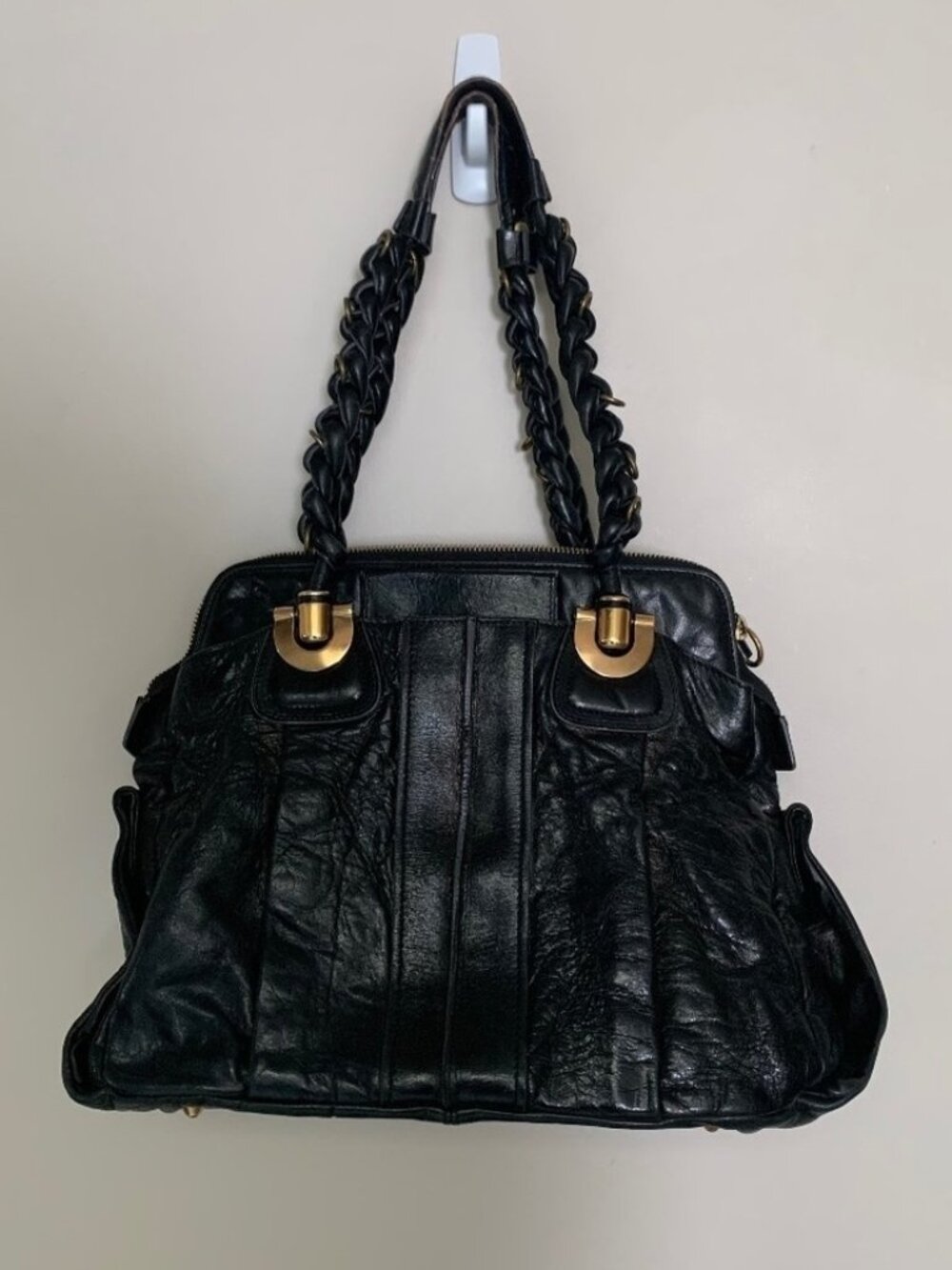Chloe Black Leather Heloise East/West Shoulder Satchel Bag